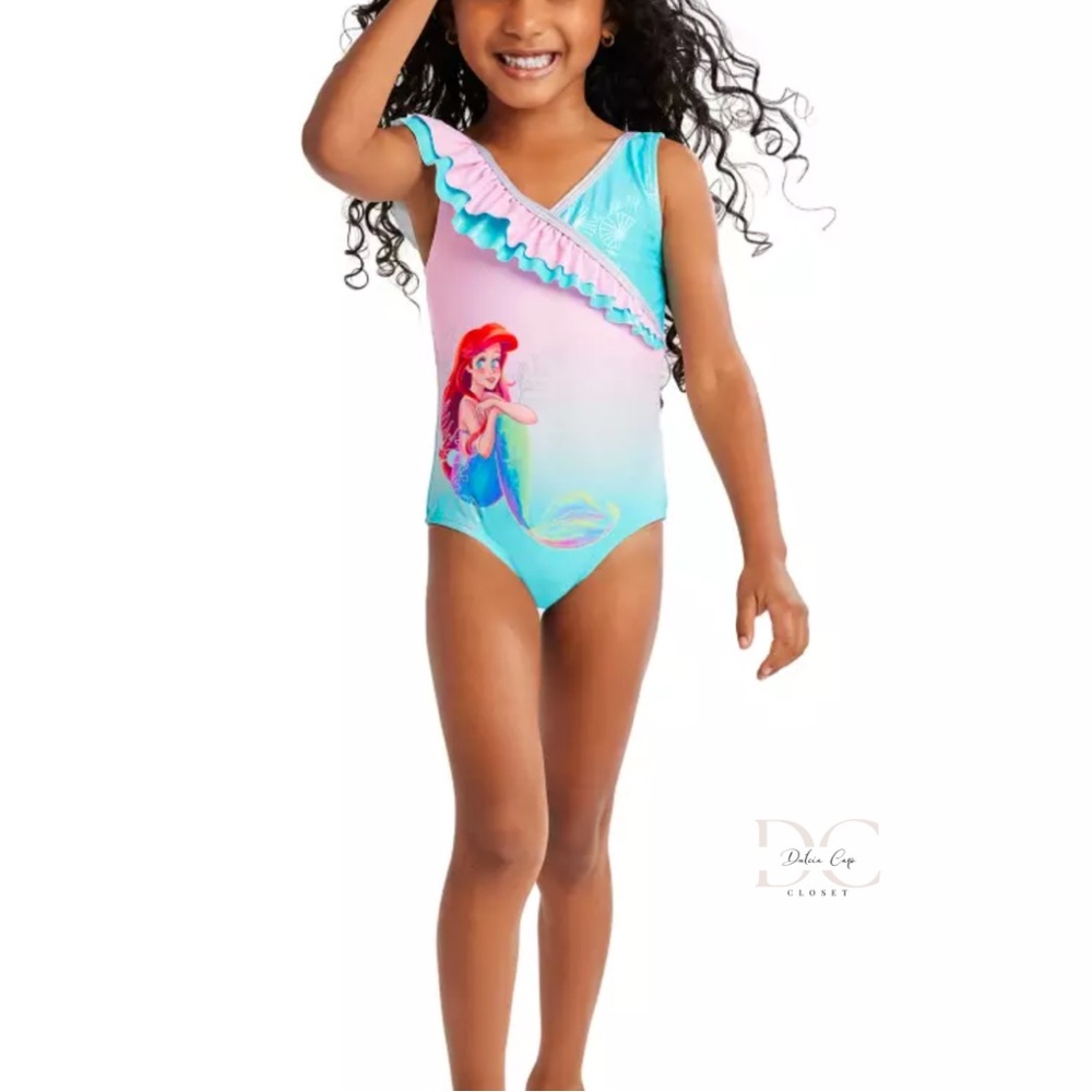 DISNEY Ariel Swimsuit for Girls - The Little Mermaid Size 5-6 - Picture 3 of 5